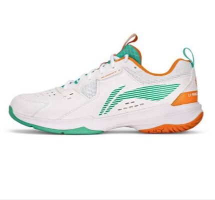 LI-NING ALMIGHTY V BADMINTON SHOES – STANDARD WHITE/GREENISH TURQUOISE – AYTT001-2